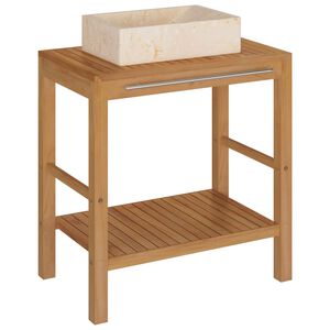 vidaXL Koupelnov&aacute; skř&iacute;ňka dřevo teak a umyvadlo mramor kr&eacute;mov&eacute;