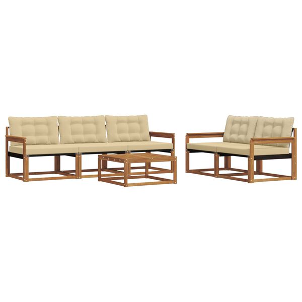 vidaXL Venkovn&iacute; pohovkov&aacute; souprava 6 pcs Přirozen&aacute; a B&eacute;žov&aacute;