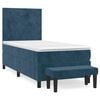 vidaXL Box spring postel s matrac&iacute; tmavě modr&aacute; 90x200 cm samet