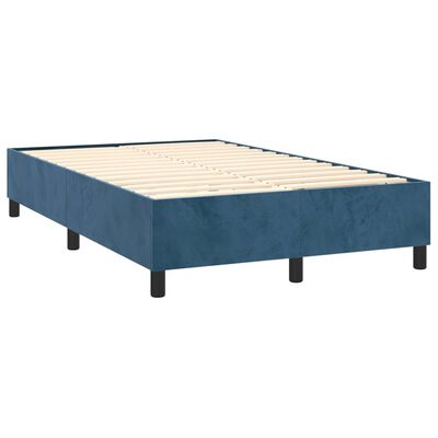 vidaXL Box spring postel s matrací a LED tmavě modrá 120x200 cm samet