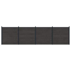 vidaXL Sada plotů 4 ks 699 x 186 cm WPC a hlin&iacute;k Čern&aacute;