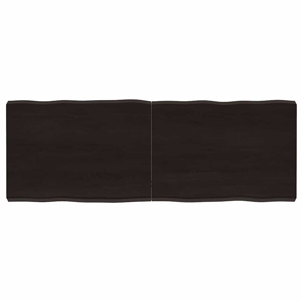 vidaXL Stoln&iacute; deska tmavě hněd&aacute; 140x50x(2-6)cm o&scaron;etřen&yacute; dub živ&aacute; hrana