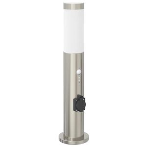 vidaXL Sloupkov&eacute; sv&iacute;tidlo se senzorem a z&aacute;suvkou 50 cm nerezov&aacute; ocel IP44