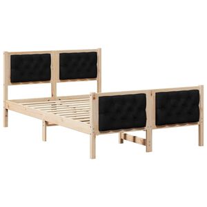 vidaXL R&aacute;m postele s čelo Čern&aacute; 135 x 190 cm Masivn&iacute; borov&eacute; dřevo