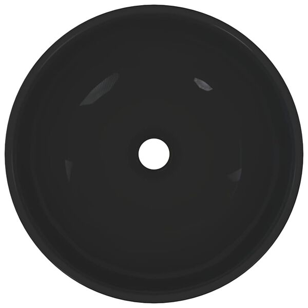 vidaXL Umyvadlo leskl&eacute; čern&eacute;, &Oslash;28x10 cm, keramick&eacute;