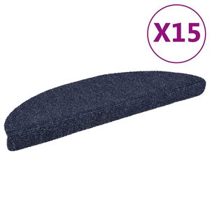 vidaXL Schodov&eacute; rohože samolepic&iacute; 15 ks 56 x 17 x 3 cm modr&eacute; půlkulat&eacute;