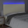 vidaXL Čelo postele s LED kr&eacute;mov&eacute; 160x5x118/128 cm uměl&aacute; kůže