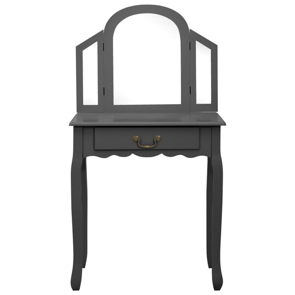 vidaXL Toaletn&iacute; stolek se stoličkou &scaron;ed&yacute; 65x36x128 cm pavlovnia MDF