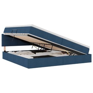 vidaXL Postel s &uacute;ložn&yacute;m prostorem a matrac&iacute; s čelo Modr&aacute; 200 x 200 cm