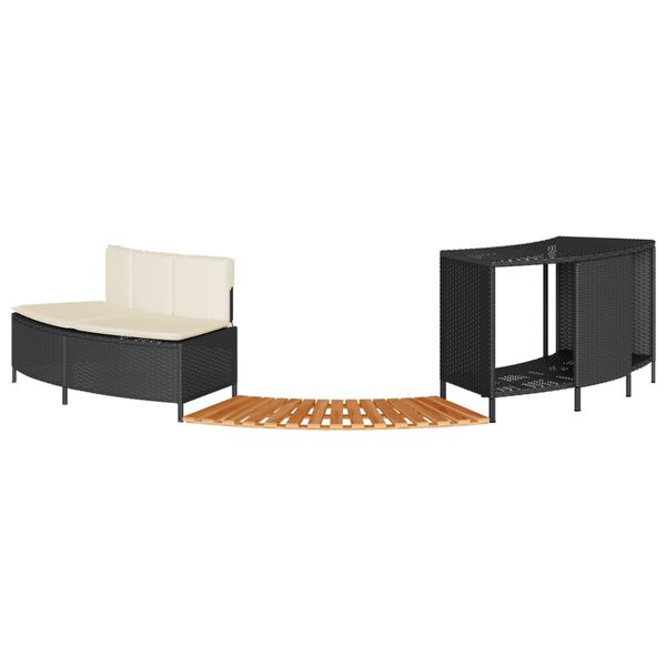 vidaXL Obruba k v&iacute;řivce čern&aacute; polyratan a masivn&iacute; ak&aacute;ciov&eacute; dřevo