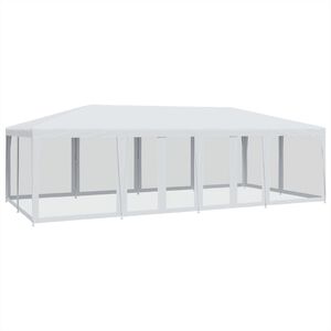 vidaXL Party stan s 12 s&iacute;ťovan&yacute;mi bočnicemi b&iacute;l&yacute; 8 x 4 m HDPE