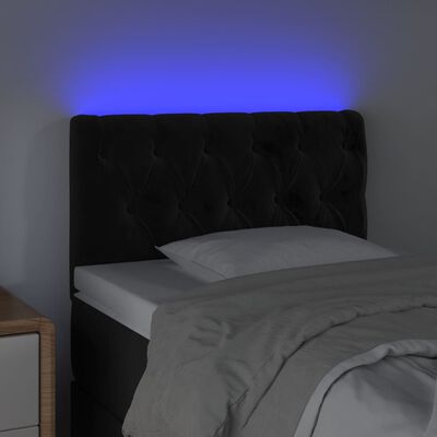 vidaXL Čelo postele s LED černé 80 x 7 x 78/88 cm samet