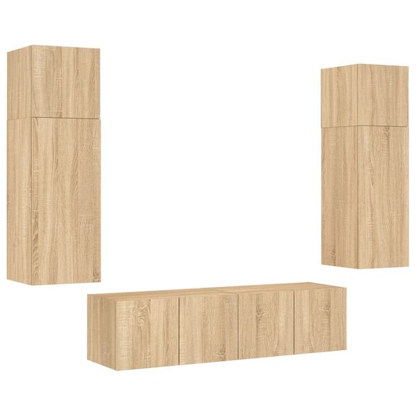 vidaXL 6d&iacute;ln&aacute; ob&yacute;vac&iacute; stěna s LED dub sonoma kompozitn&iacute; dřevo