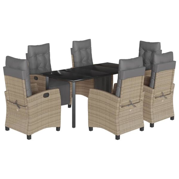 vidaXL 7d&iacute;ln&yacute; zahradn&iacute; j&iacute;deln&iacute; set s podu&scaron;kami mix b&eacute;žov&eacute; polyratan