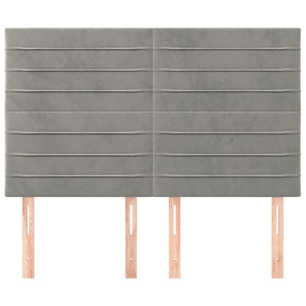 vidaXL Čelo postele světle šedé 144x5x118/128 cm sametové