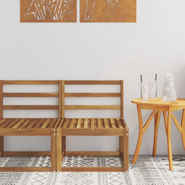 vidaXL Venkovn&iacute; středn&iacute; pohovka Masivn&iacute; ak&aacute;tov&eacute; dřevo Př&iacute;rodn&iacute;