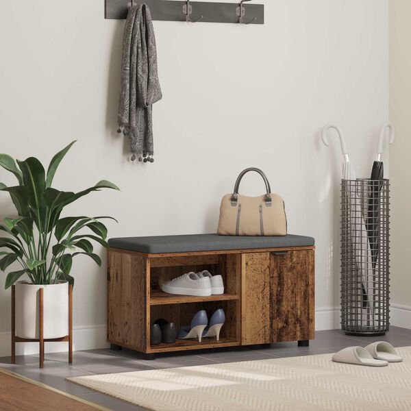 vidaXL Chodbičkov&aacute; lavice s pol&scaron;t&aacute;řem Star&eacute; dřevo 80 x 38 x 46 cm