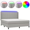 vidaXL Box spring postel s matrac&iacute; a LED světle &scaron;ed&aacute; 180x200 cm textil