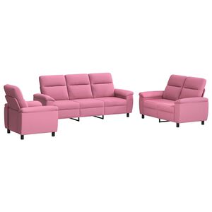 vidaXL Set pohovek 3 pcs Růžov&aacute; Textil