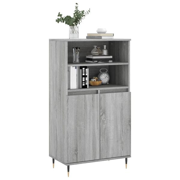vidaXL Skř&iacute;ň highboard &scaron;ed&aacute; sonoma 60 x 36 x 110 cm kompozitn&iacute; dřevo