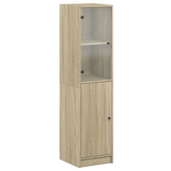 vidaXL Highboard se skleněn&yacute;mi dv&iacute;řky dub sonoma 35 x 37 x 142 cm