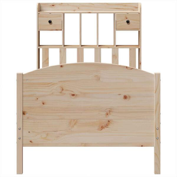 vidaXL Postel s knihovnou bez matrace 90 x 200 cm masivní borovice