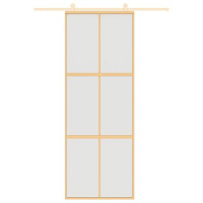 vidaXL Posuvné dveře zlaté 76 x 205 cm mléčné ESG sklo a hliník