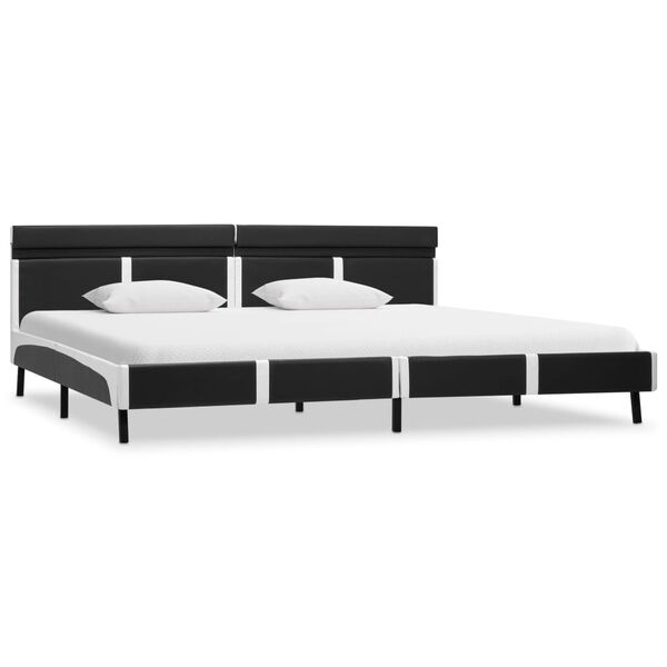 vidaXL R&aacute;m postele s LED světlem &scaron;ed&yacute; uměl&aacute; kůže 180 x 200 cm