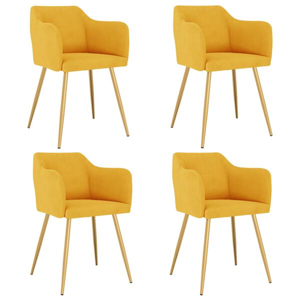 vidaXL J&iacute;deln&iacute; židle 4 ks žlut&eacute; samet