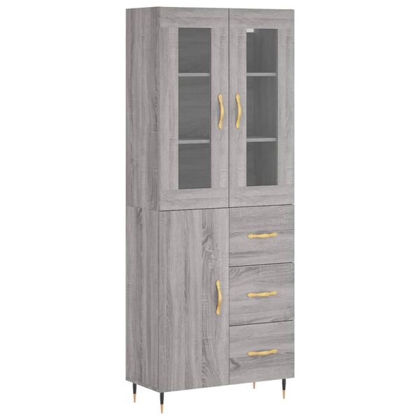 vidaXL Skř&iacute;ň highboard &scaron;ed&aacute; sonoma 69,5 x 34 x 180 cm kompozitn&iacute; dřevo