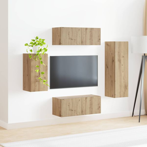vidaXL Sestava TV skř&iacute;něk 4 pcs Artisanov&yacute; dub kompozitn&iacute; dřevo