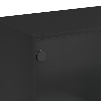 vidaXL Odkládací skříňka se skleněnými dvířky černá 68 x 37 x 75,5 cm