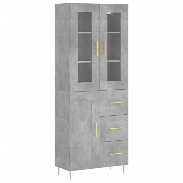 vidaXL Skř&iacute;ň highboard betonově &scaron;ed&aacute; 69,5x34x180 cm kompozitn&iacute; dřevo