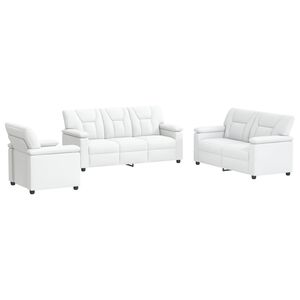 vidaXL Set pohovek 3 pcs B&iacute;l&aacute; Uměl&aacute; kůže