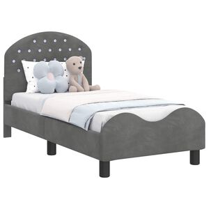 vidaXL R&aacute;m postele pro batole s čelem Tmavě &scaron;ed&aacute; 70 x 140 cm Samet
