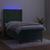 vidaXL Box spring postel s matrac&iacute; a LED tmavě zelen&aacute; 100x200 cm samet
