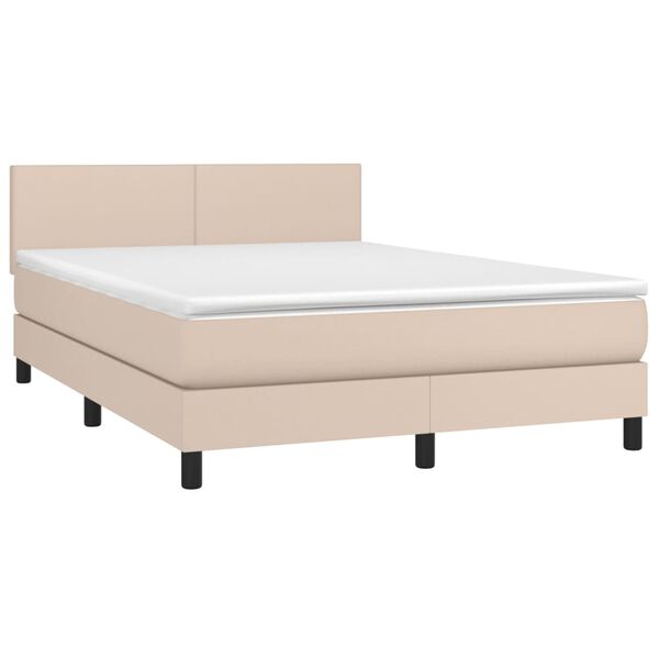 vidaXL Box spring postel s matrac&iacute; cappuccino 140x200 cm uměl&aacute; kůže