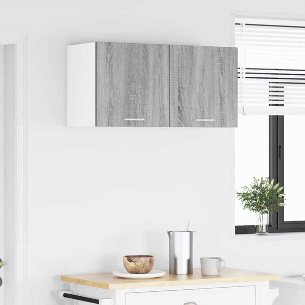 vidaXL Z&aacute;věsn&aacute; skř&iacute;ňka 2 pcs &Scaron;ed&yacute; Sonoma a b&iacute;l&aacute; 40 x 31 x 40 cm