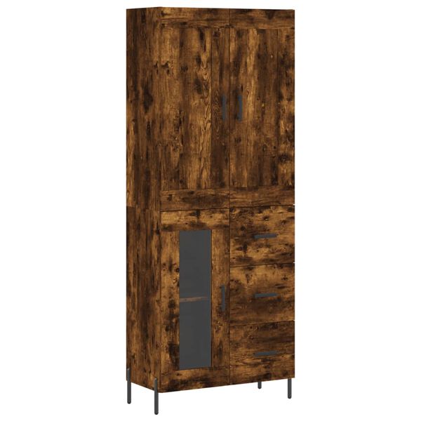 vidaXL Skř&iacute;ň highboard kouřov&yacute; dub 69,5 x 34 x 180 cm kompozitn&iacute; dřevo