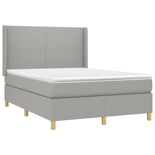 vidaXL Box spring postel s matrac&iacute; a LED světle &scaron;ed&aacute; 140x190 cm textil