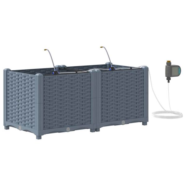 vidaXL Zahradn&iacute; pěstebn&iacute;k 2 pcs Světle &scaron;ed&aacute; Ocel