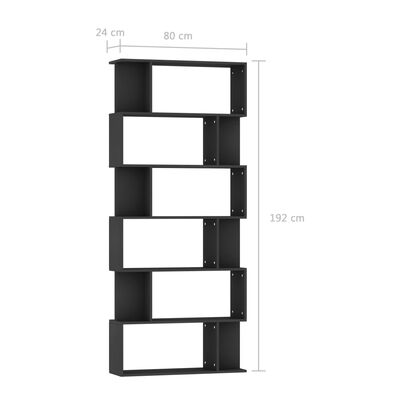 vidaXL Knihovna/zástěna do pokoje černá 80 x 24 x 192 cm dřevotříska
