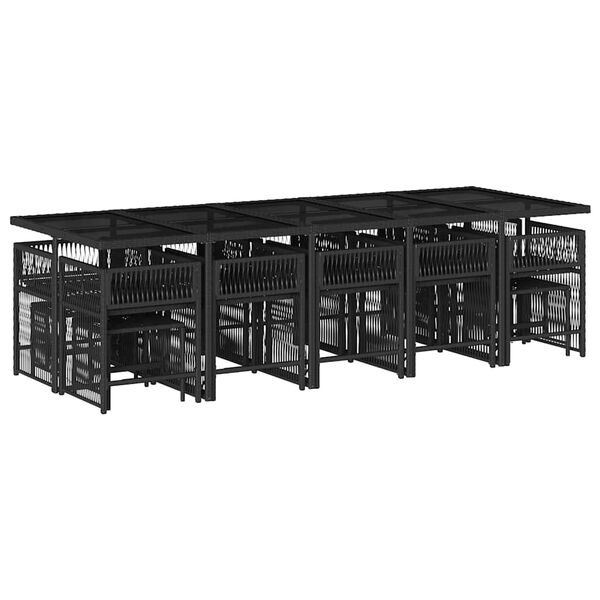 vidaXL 15d&iacute;ln&yacute; zahradn&iacute; j&iacute;deln&iacute; set s podu&scaron;kami čern&yacute; polyratan