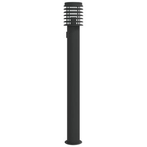 vidaXL Venkovn&iacute; stojac&iacute; lampa se z&aacute;suvkou čern&aacute; 110 cm nerezov&aacute; ocel