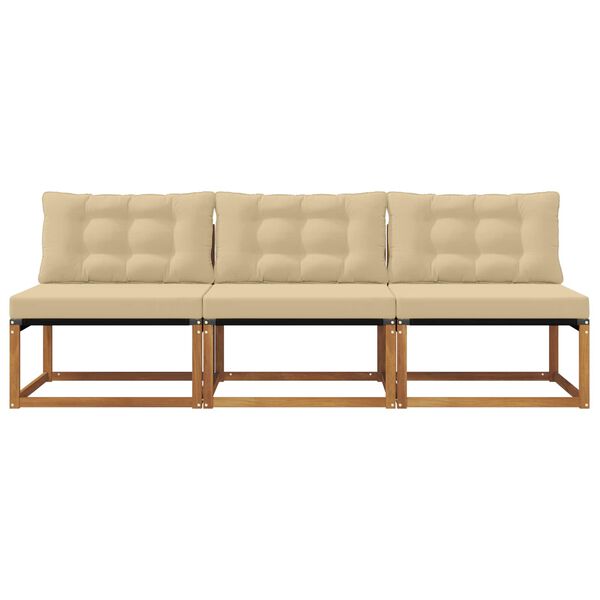 vidaXL 3 Kus Venkovn&iacute; středn&iacute; pohovka Masivn&iacute; ak&aacute;tov&eacute; dřevo Př&iacute;rodn&iacute;