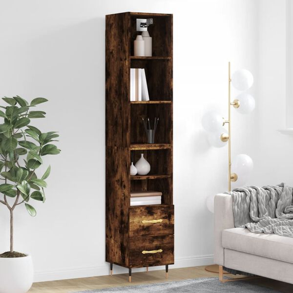 vidaXL Skř&iacute;ň highboard kouřov&yacute; dub 34,5 x 34 x 180 cm kompozitn&iacute; dřevo