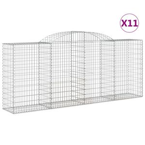 vidaXL Klenut&eacute; gabionov&eacute; ko&scaron;e 11ks 300x50x120/140cm pozinkovan&eacute; železo