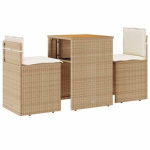 vidaXL 3d&iacute;ln&yacute; bistro set s podu&scaron;kami b&eacute;žov&yacute; polyratan