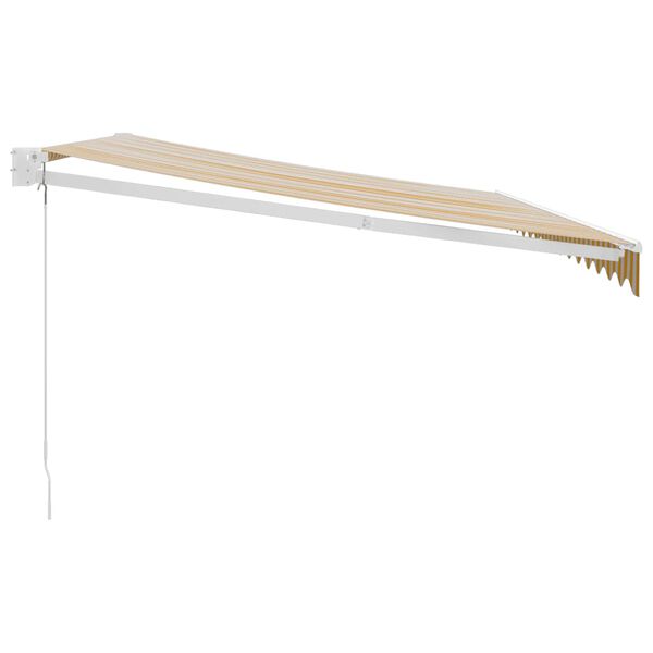 vidaXL Zatahovac&iacute; mark&yacute;za žlut&aacute; a b&iacute;l&aacute; 4,5 x 3 m textil a hlin&iacute;k