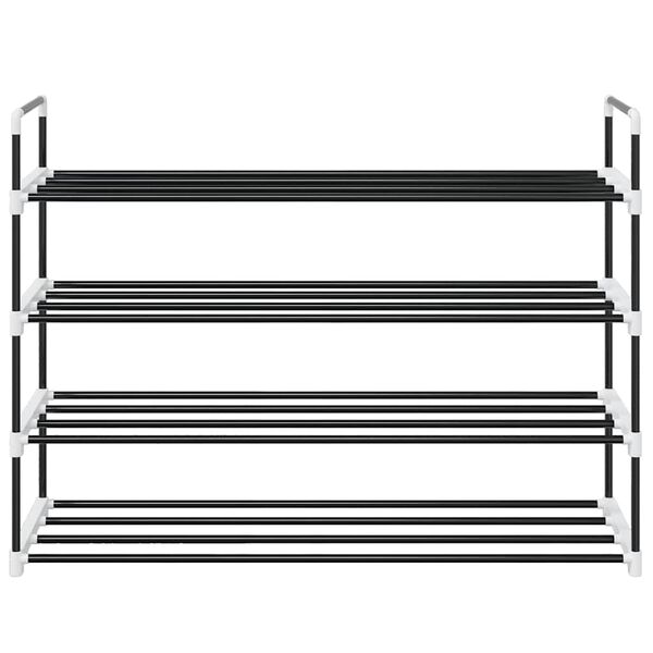 vidaXL Botn&iacute;k se 4 policemi kov a plast, čern&yacute;